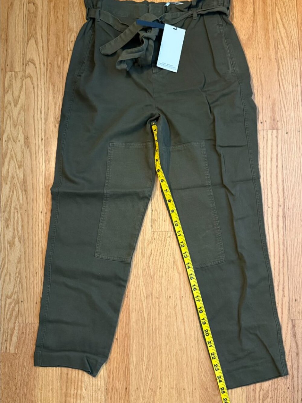 ZARA Olive Green High-Waist Paperbag Trousers XS - Picture 5 of 9